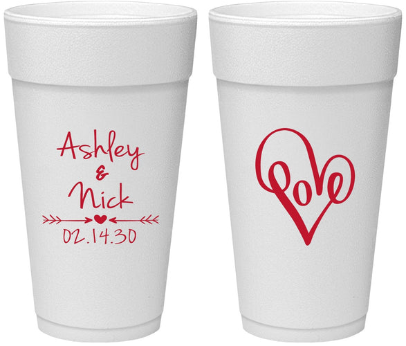 Personalized Wedding 24 oz Foam Cups - Love | 252