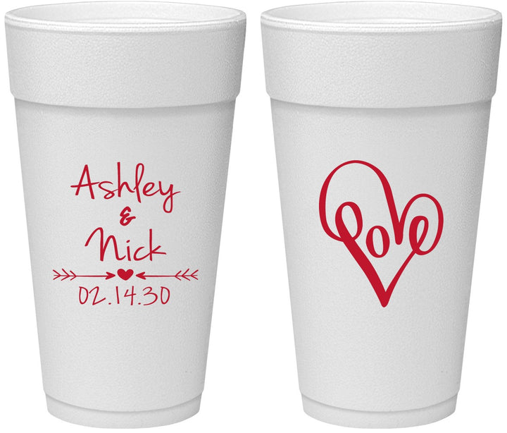 Personalized Wedding 24 oz Foam Cups - Love | 252