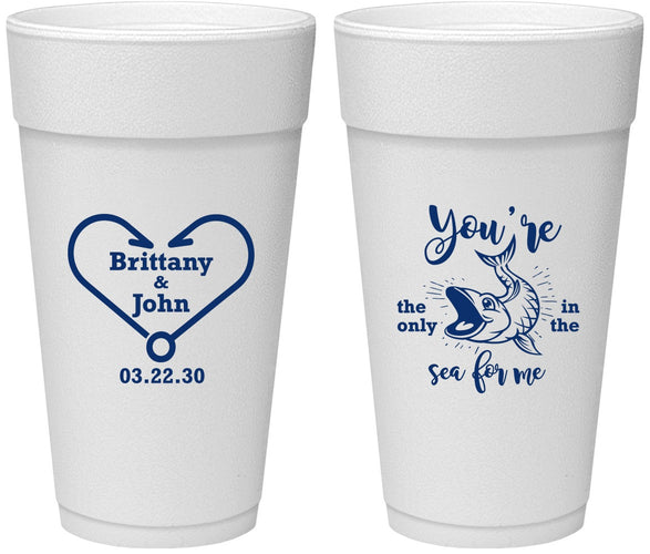 Personalized Wedding 24 oz Foam Cups - Fish In The Sea For Me | 254