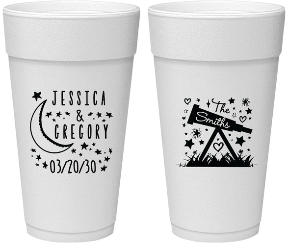 Personalized Wedding 24 oz Foam Cups - Telescope | 255
