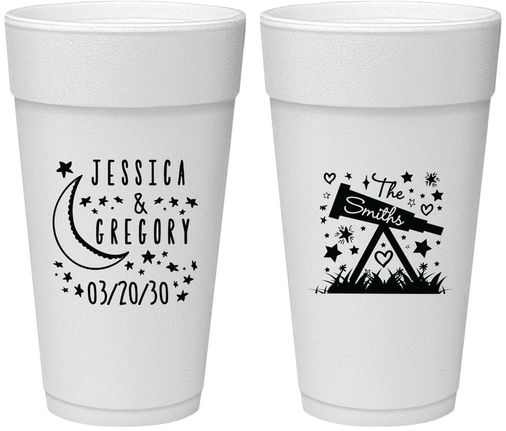 Personalized Wedding 24 oz Foam Cups - Telescope | 255