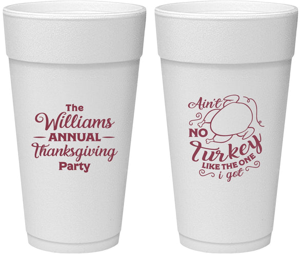Personalized Thanksgiving 24 oz Foam Cups - Turkey | 260005