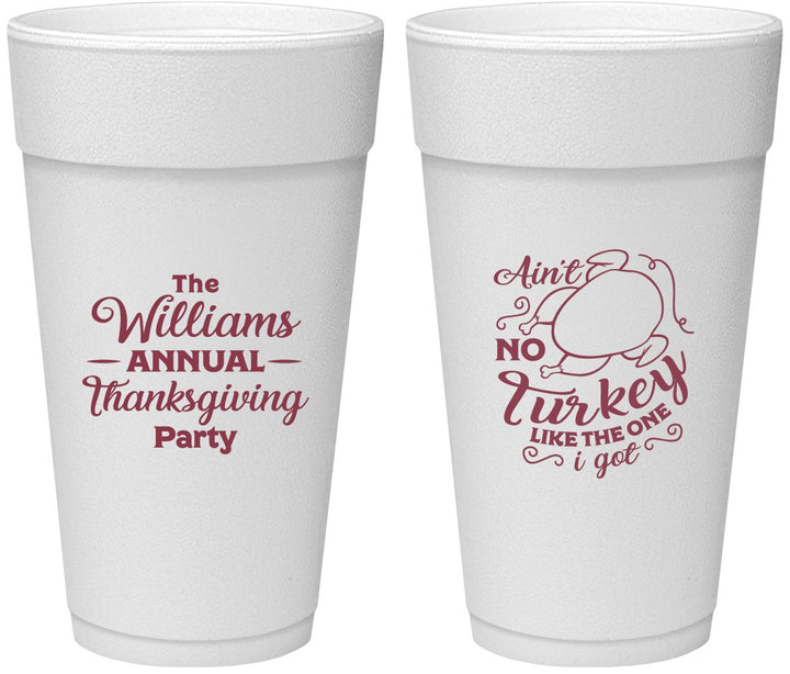 Personalized Thanksgiving 24 oz Foam Cups - Turkey | 260005