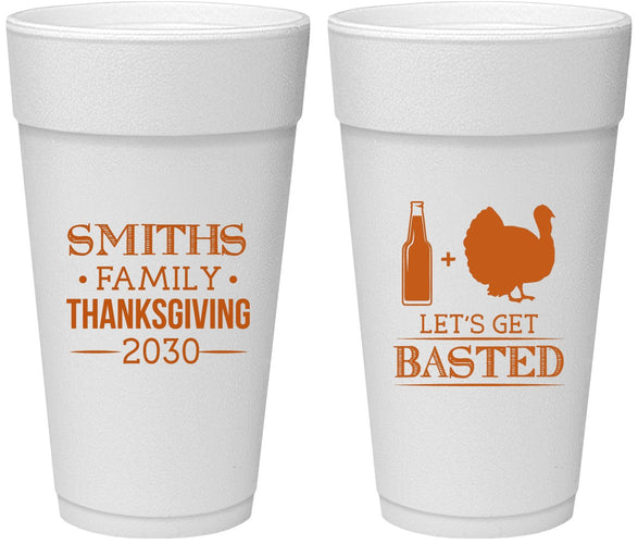 Personalized Thanksgiving 24 oz Foam Cups - Lets Get Basted | 260008