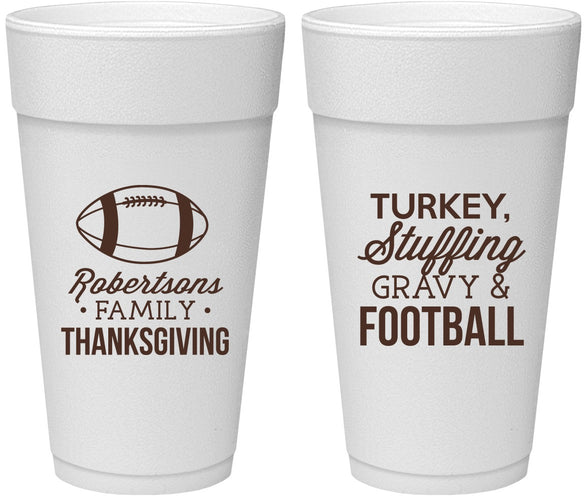 Personalized Thanksgiving 24 oz Foam Cups - Football Turkey | 260010