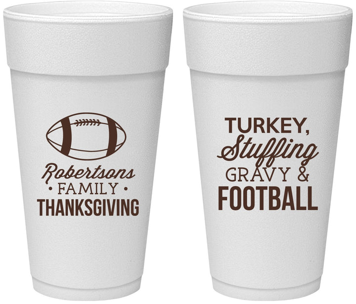 Personalized Thanksgiving 24 oz Foam Cups - Football Turkey | 260010