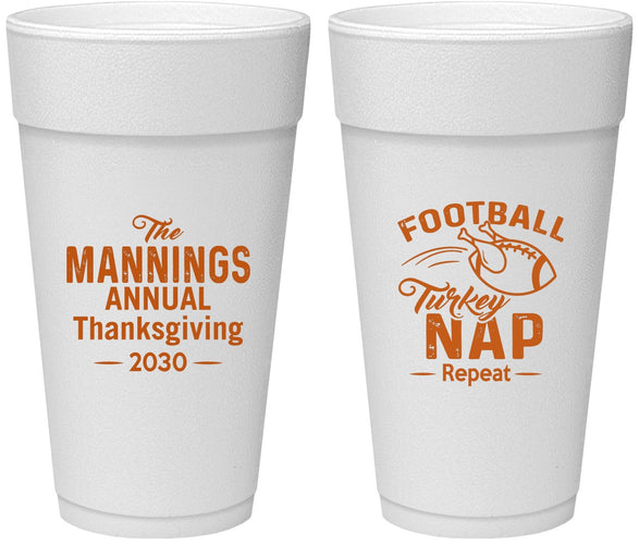 Personalized Thanksgiving 24 oz Foam Cups - Football Turkey | 260012