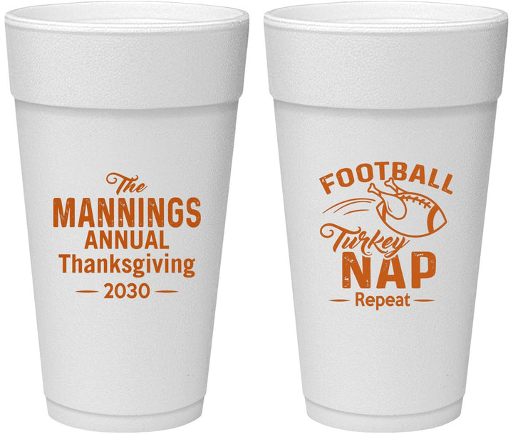 Personalized Thanksgiving 24 oz Foam Cups - Football Turkey | 260012