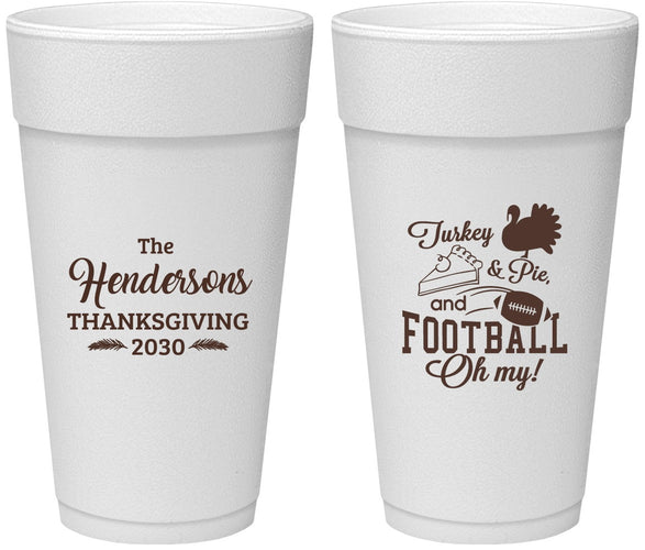 Personalized Thanksgiving 24 oz Foam Cups - Football Turkey | 260014