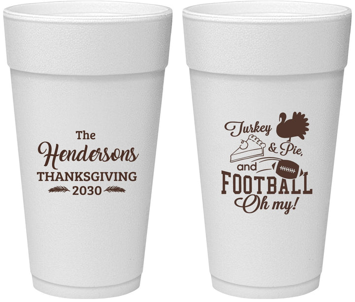 Personalized Thanksgiving 24 oz Foam Cups - Football Turkey | 260014