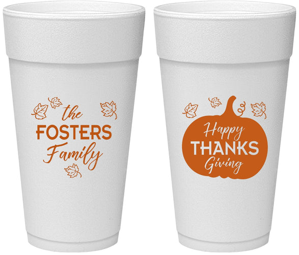 Personalized Thanksgiving 24 oz Foam Cups - Pumpkin | 260016