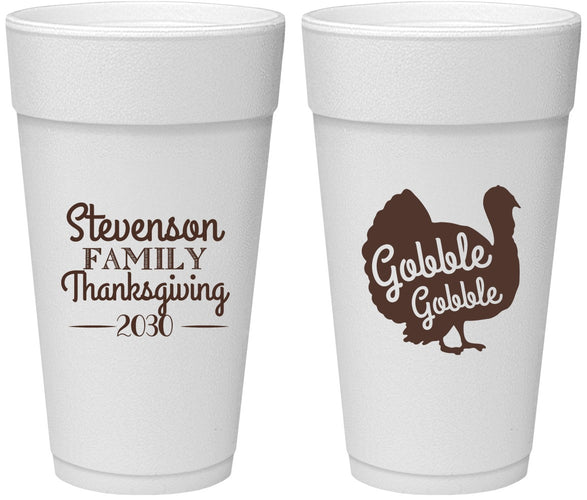 Personalized Thanksgiving 24 oz Foam Cups - Gobble Turkey | 260018