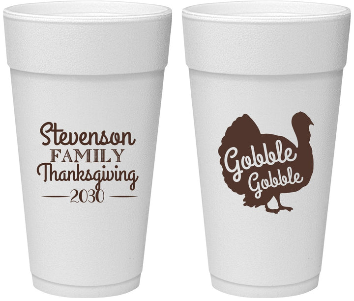 Personalized Thanksgiving 24 oz Foam Cups - Gobble Turkey | 260018