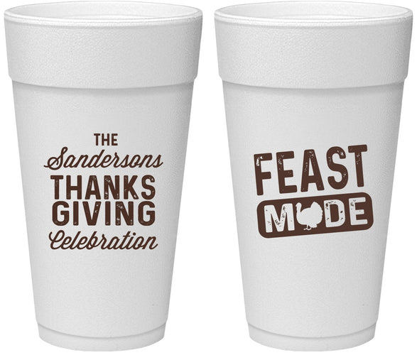 Personalized Thanksgiving 24 oz Foam Cups - Feast Mode | 260019