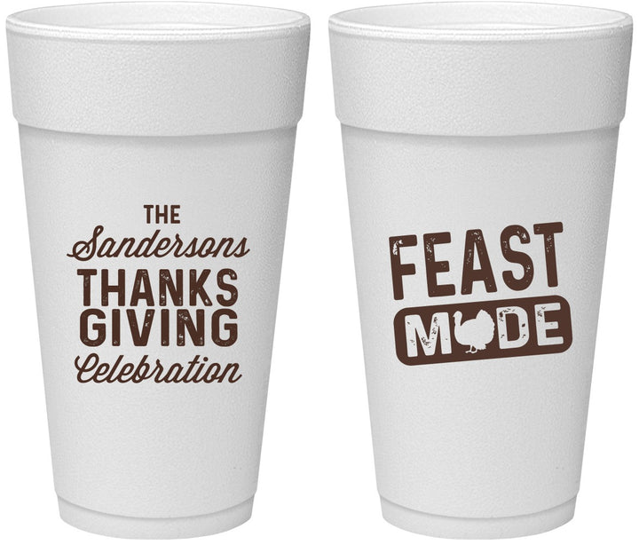 Personalized Thanksgiving 24 oz Foam Cups - Feast Mode | 260019