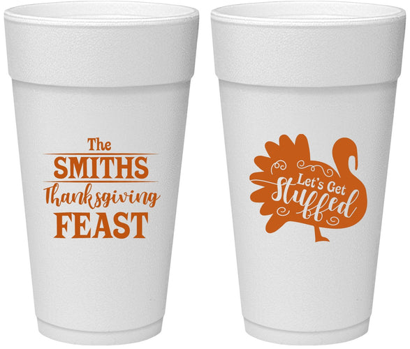 Personalized Thanksgiving 24 oz Foam Cups - Lets Get Stuffed | 260020