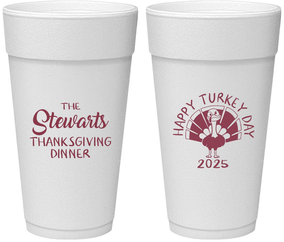 Personalized Thanksgiving 24 oz Foam Cups - Turkey Day | 260021