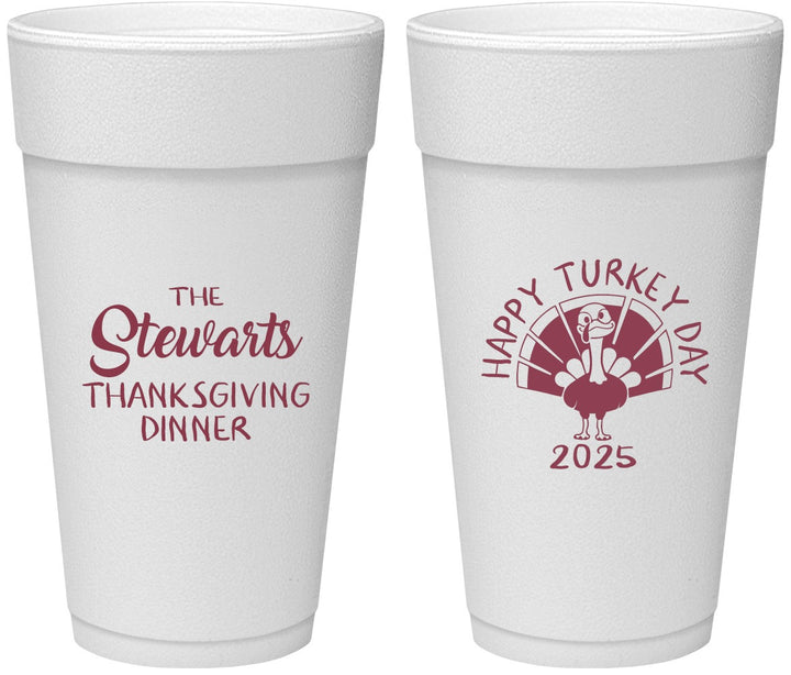 Personalized Thanksgiving 24 oz Foam Cups - Turkey Day | 260021