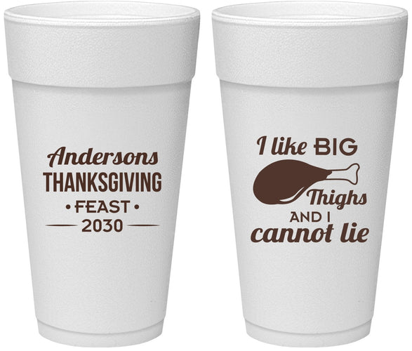 Personalized Thanksgiving 24 oz Foam Cups - Big Thighs | 260023