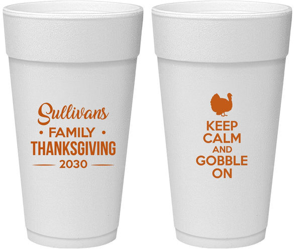 Personalized Thanksgiving 24 oz Foam Cups - Gobble Turkey | 260024