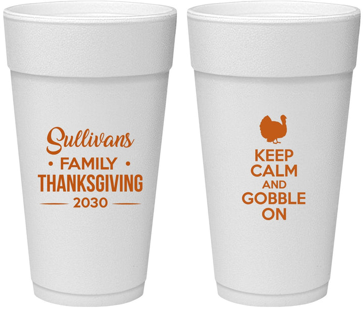 Personalized Thanksgiving 24 oz Foam Cups - Gobble Turkey | 260024