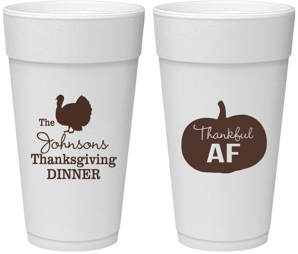 Personalized Thanksgiving 24 oz Foam Cups - Thankful Af | 260026