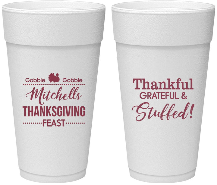 Personalized Thanksgiving 24 oz Foam Cups - Thankful Stuffed | 260029