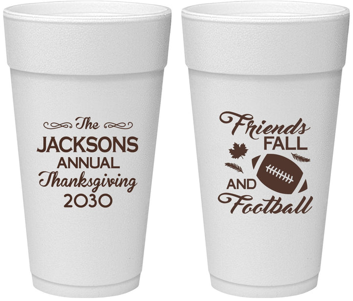 Personalized Thanksgiving 24 oz Foam Cups - Football | 260031