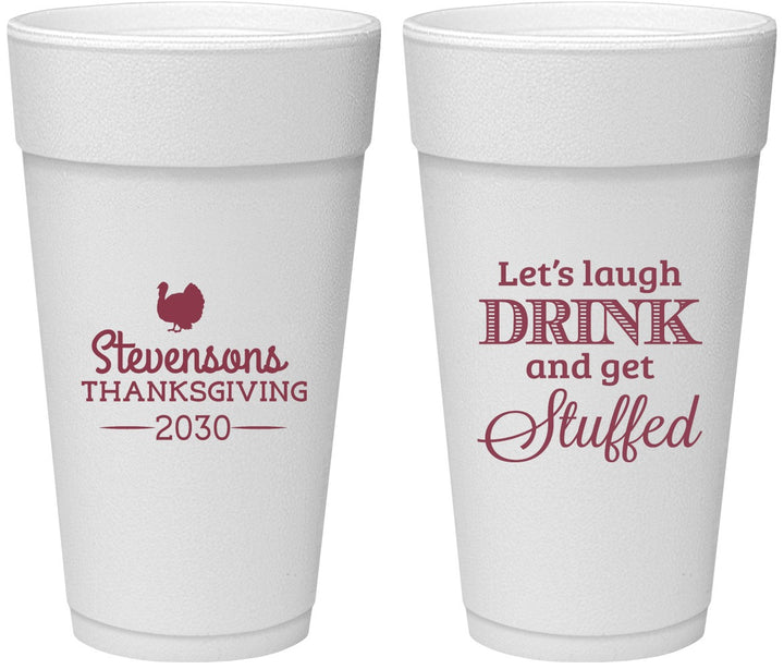 Personalized Thanksgiving 24 oz Foam Cups - Turkey Stuffed | 260037