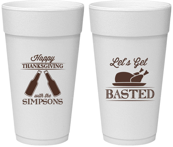 Personalized Thanksgiving 24 oz Foam Cups - Lets Get Basted | 260039