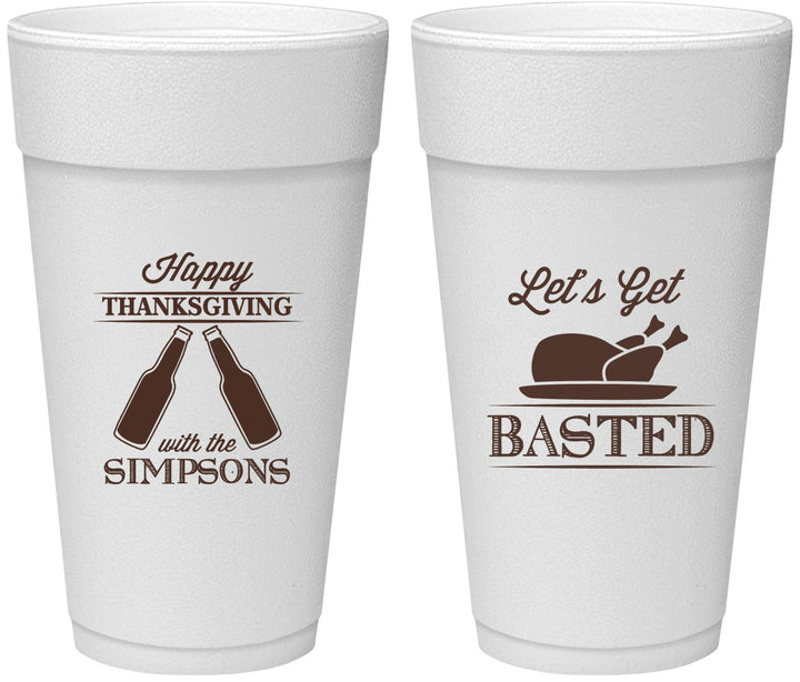 Personalized Thanksgiving 24 oz Foam Cups - Lets Get Basted | 260039