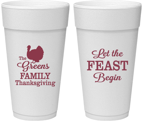 Personalized Thanksgiving 24 oz Foam Cups - Let The Feast Begin | 260041