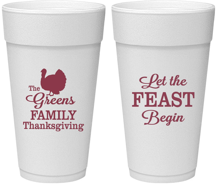 Personalized Thanksgiving 24 oz Foam Cups - Let The Feast Begin | 260041