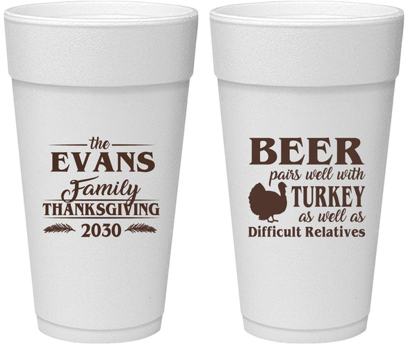 Personalized Thanksgiving 24 oz Foam Cups - Turkey | 260042