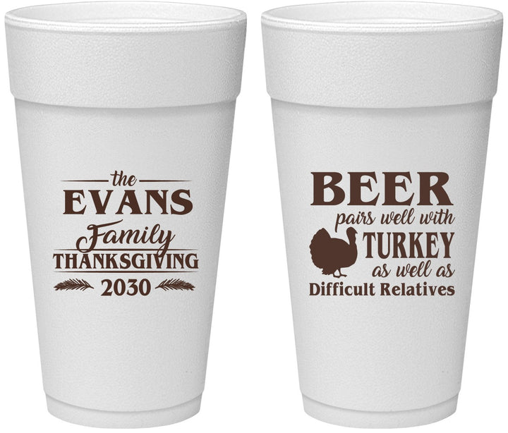 Personalized Thanksgiving 24 oz Foam Cups - Turkey | 260042