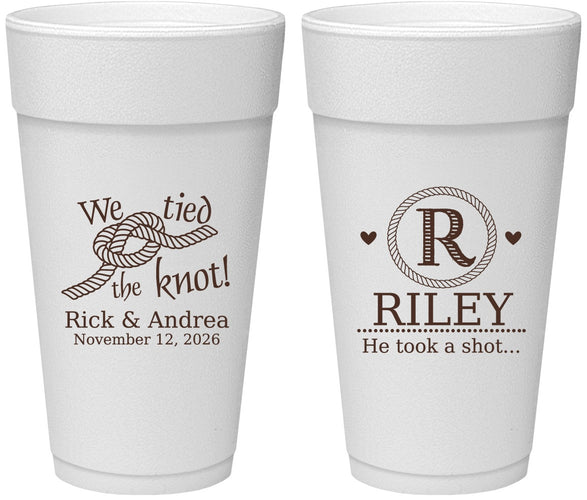Personalized Wedding 24 oz Foam Cups - We Tied The Knot | 263