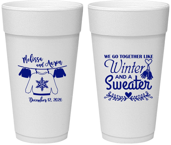 Personalized Wedding 24 oz Foam Cups - Christmas Sweater | 265