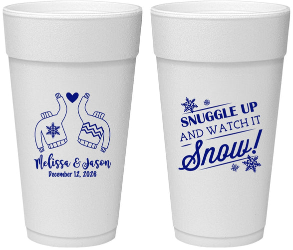 Personalized Wedding 24 oz Foam Cups - Christmas Snow | 268