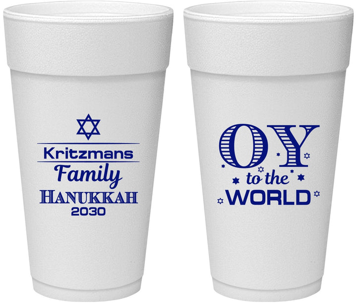 Personalized Hanukkah 24 oz Foam Cups - Oy To The World | 270000