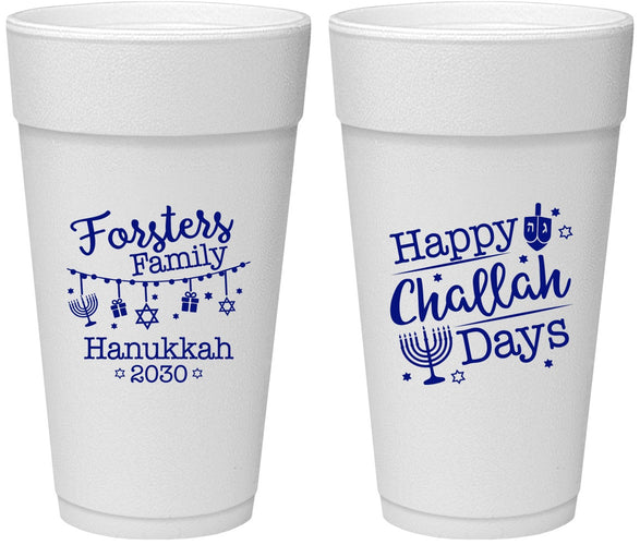 Personalized Hanukkah 24 oz Foam Cups - Challah Days | 270004