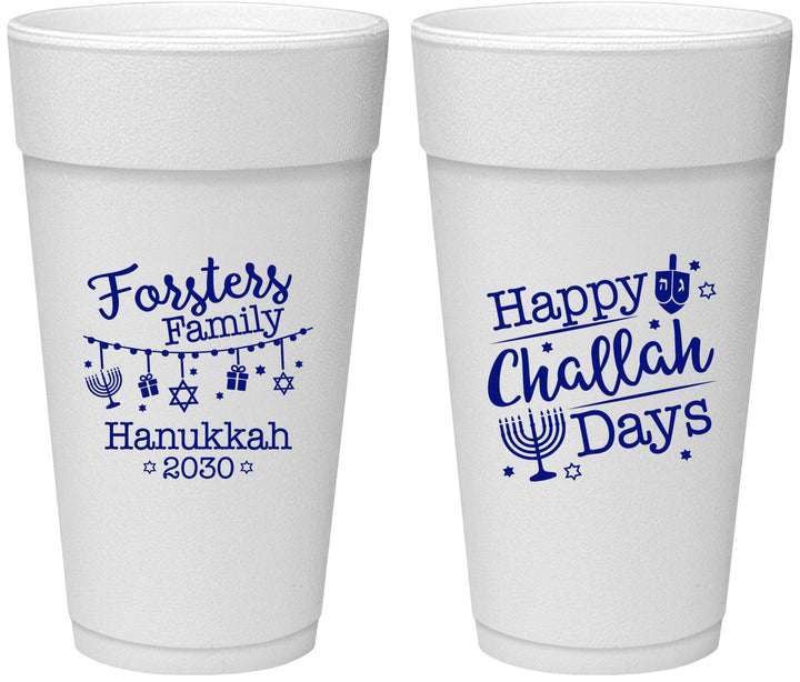Personalized Hanukkah 24 oz Foam Cups - Challah Days | 270004