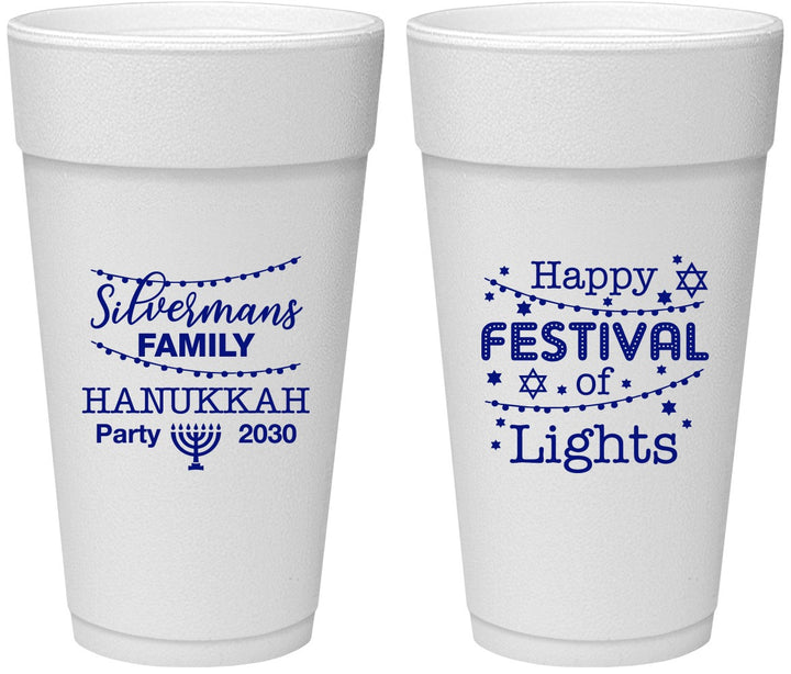 Personalized Hanukkah 24 oz Foam Cups - Festival Of Lights | 270006
