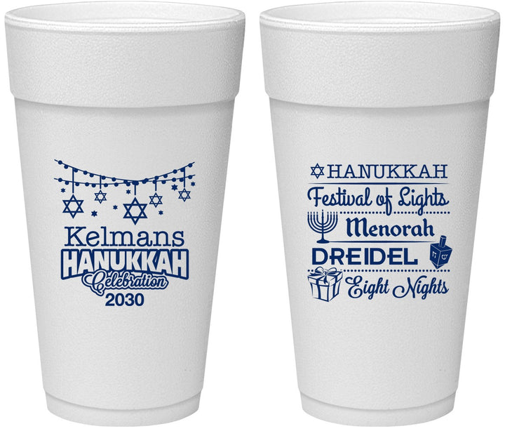 Personalized Hanukkah 24 oz Foam Cups - Festival Of Lights | 270007