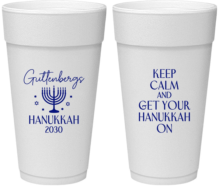 Personalized Hanukkah 24 oz Foam Cups - Menorah | 270008