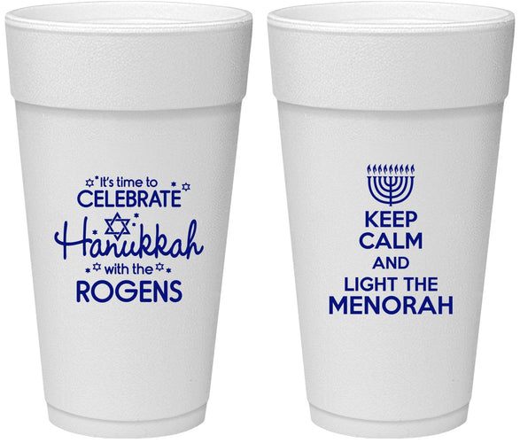 Personalized Hanukkah 24 oz Foam Cups - Menorah | 270013