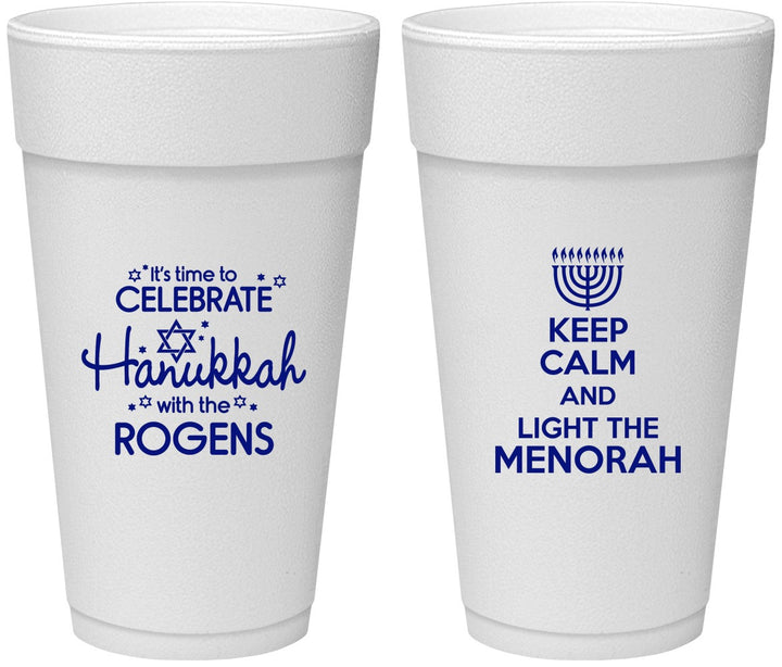 Personalized Hanukkah 24 oz Foam Cups - Menorah | 270013