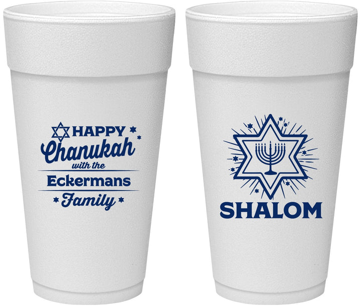 Personalized Hanukkah 24 oz Foam Cups - Shalom | 270015