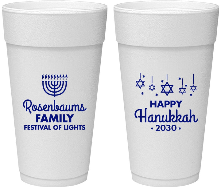 Personalized Hanukkah 24 oz Foam Cups - Menorah | 270016