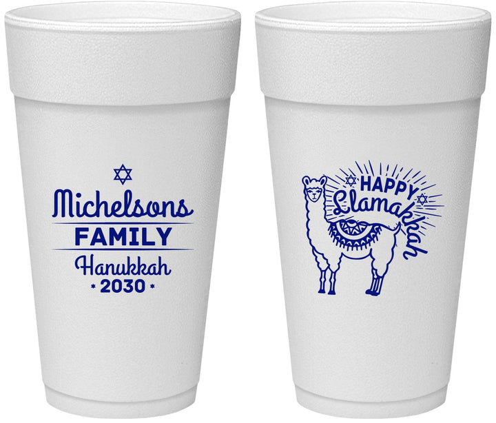 Personalized Hanukkah 24 oz Foam Cups - Llamakkah | 270017