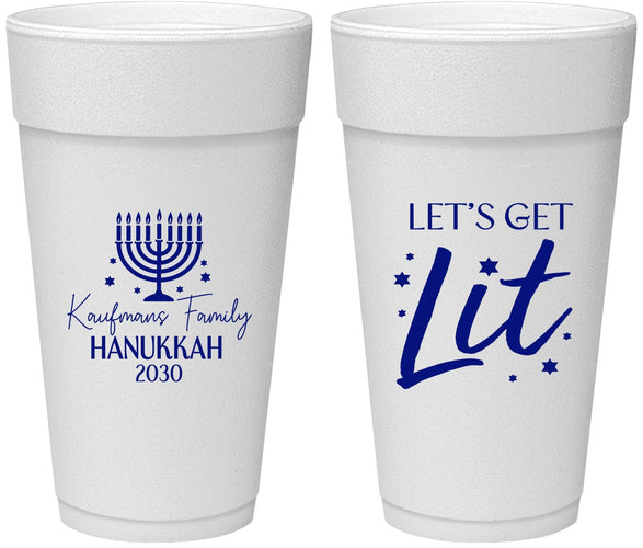 Personalized Hanukkah 24 oz Foam Cups - Lets Get Lit | 270020